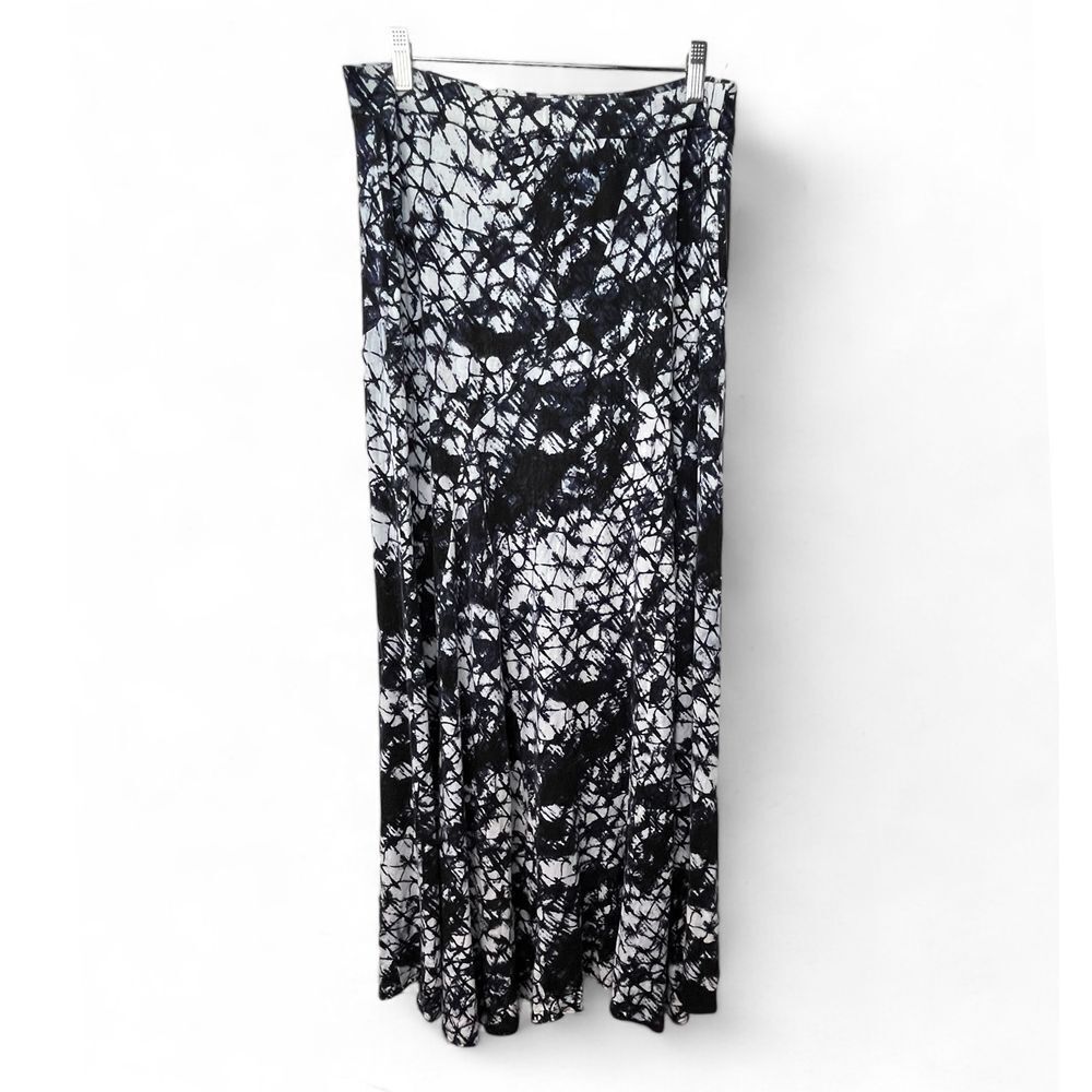 Adrienne Vittadini Maxi Pencil‎ Black White Navy Skirt Sz L